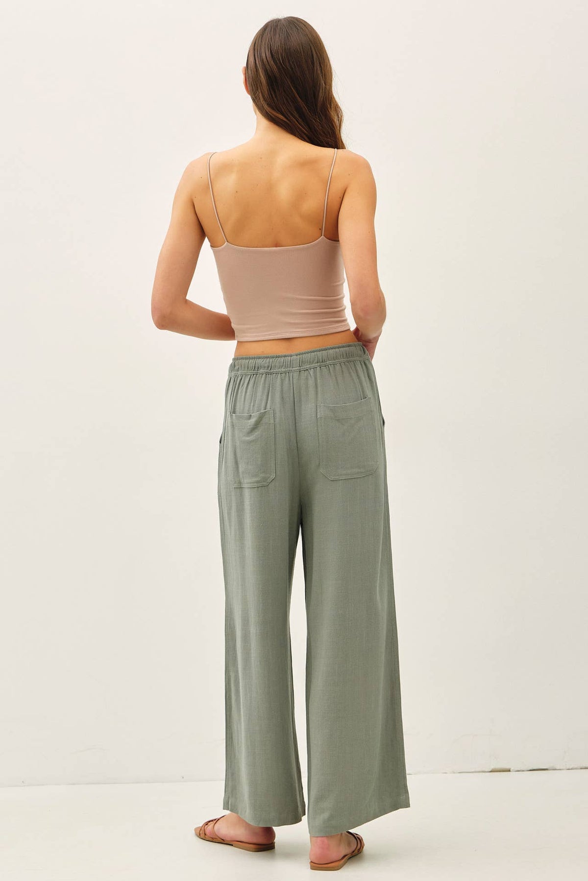 LINEN WIDE-LEG PANTS