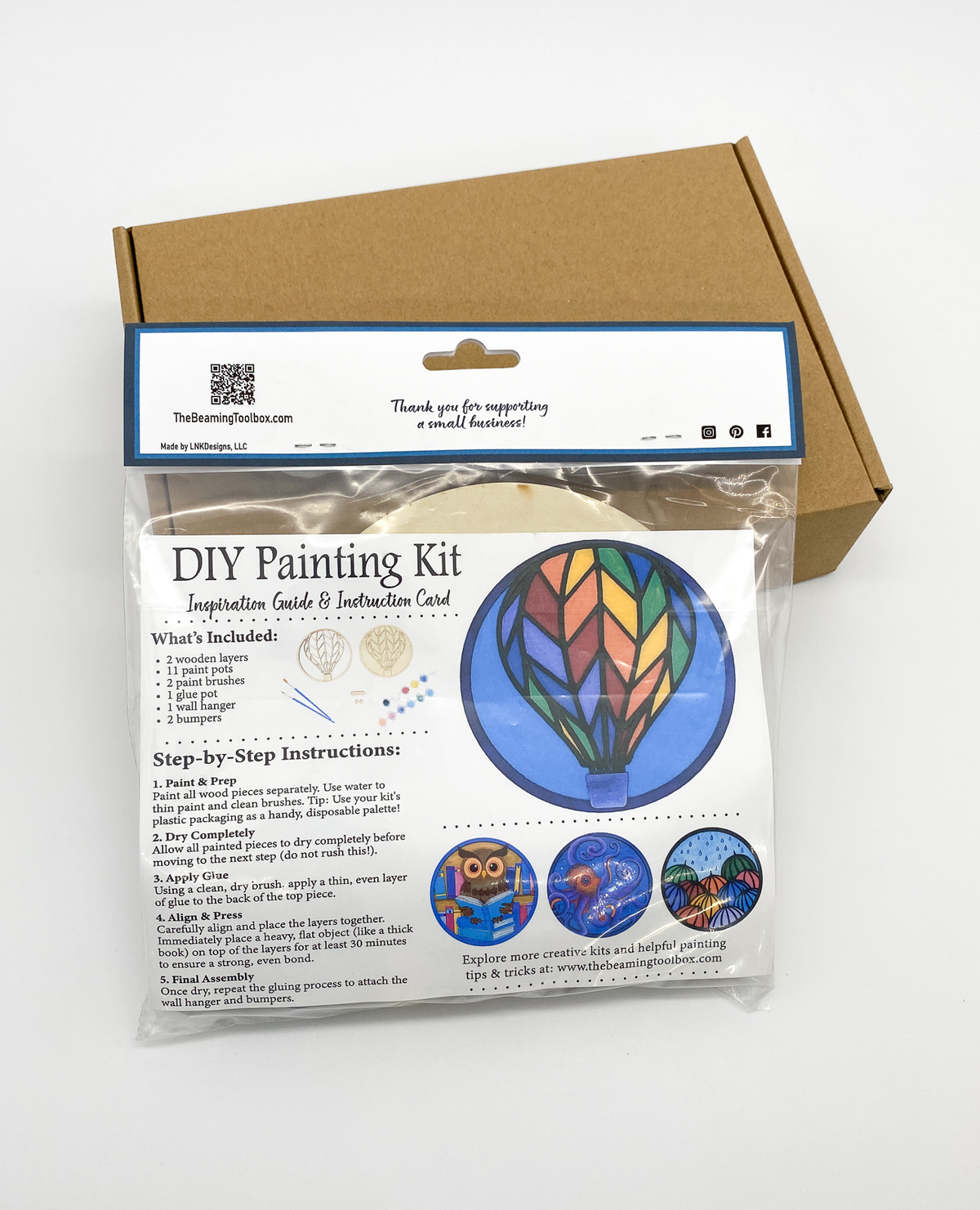 Hot Air Balloon 3D Layered Art | DIY Wood Craft Kit for Adults | Whimsical Traveler Gift