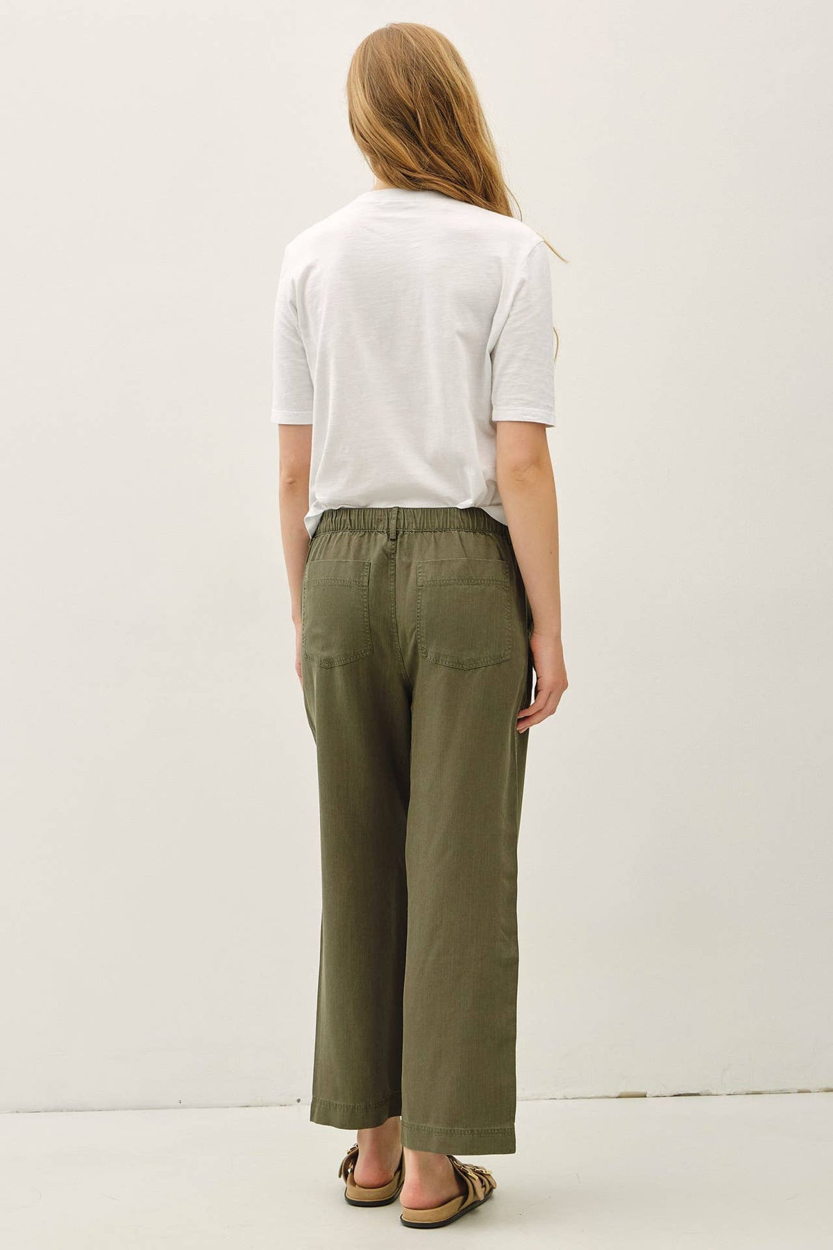 WIDE LEG TENCEL PANT W/ DRAWSTRING ELASTIC WAIST