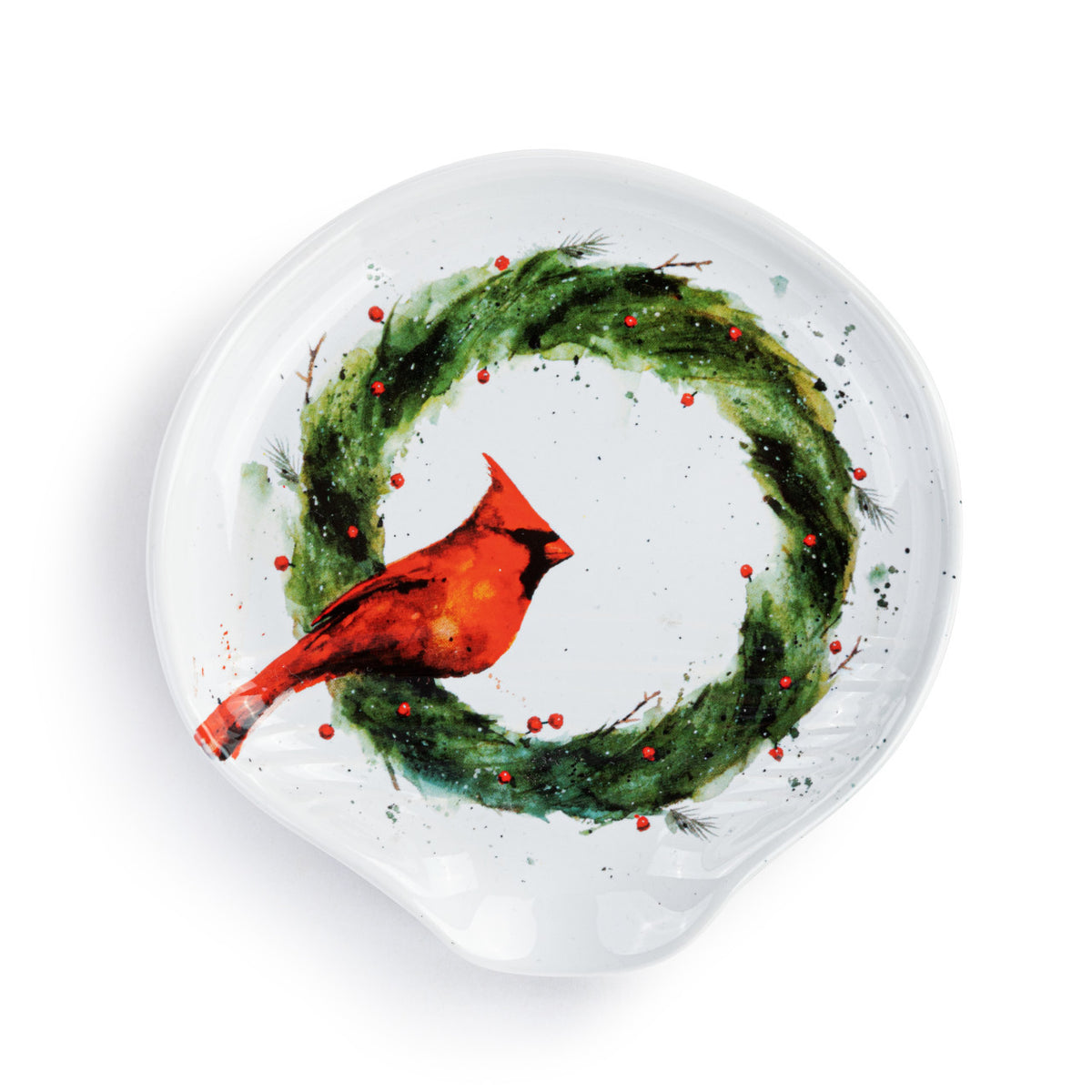 Cardinal in Holly Wreath Spoon Rest