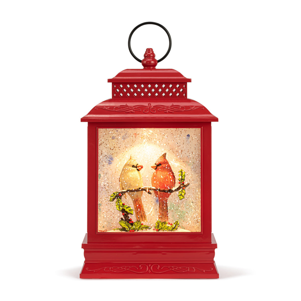Lit Musical Christmas Cardinals LED Lantern