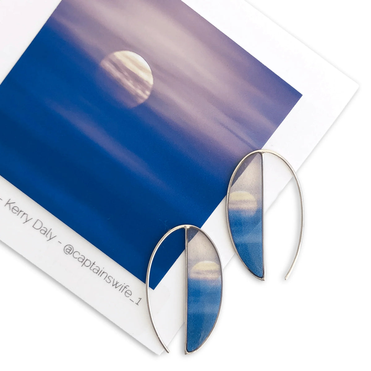 Moon Mist Long Crescent Earrings