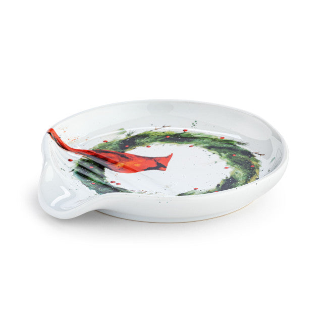 Cardinal in Holly Wreath Spoon Rest