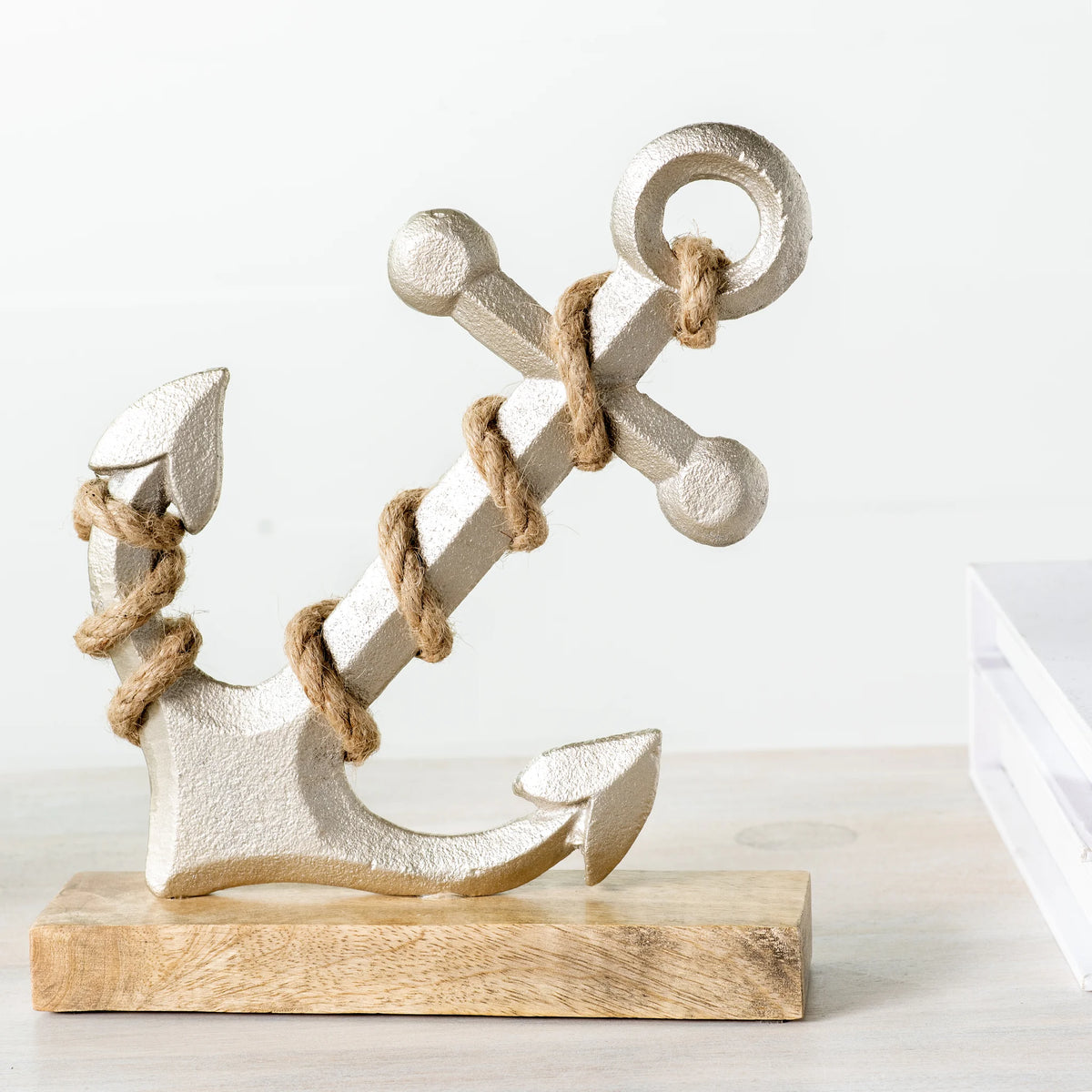 Silver 7.5" Anchor on Wood Base