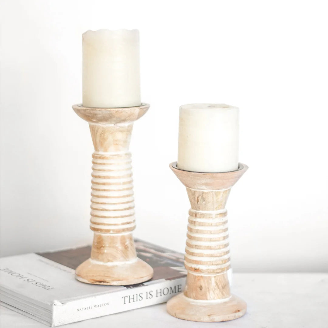 White Washed Candle Stand - 2 Sizes