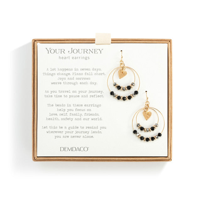 Your Journey Beaded Love Earrings - Black