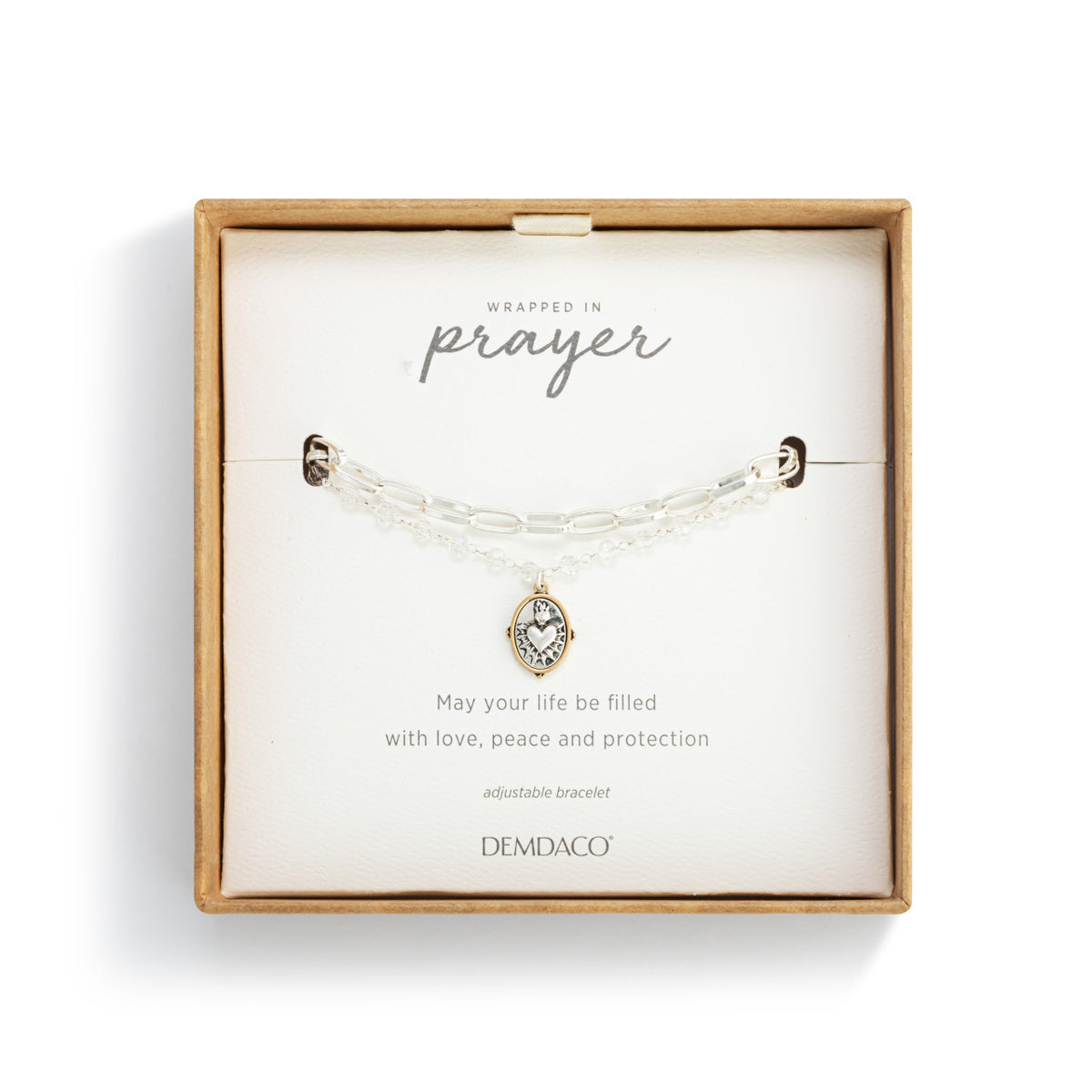 Wrapped in Prayer Sacred Heart Bracelet - Silver