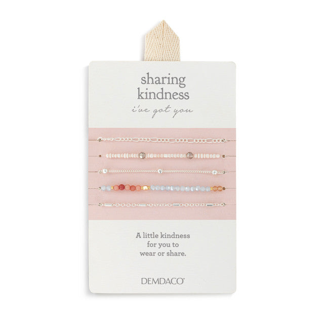 Sharing Kindness Bracelet Set of 5 - Multi-Color Silver