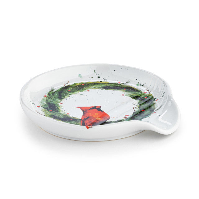 Cardinal in Holly Wreath Spoon Rest