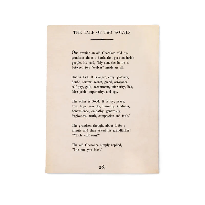 The Tale of Two Wolves 12" x 16" Book Collection Art Poster - 2 Colors