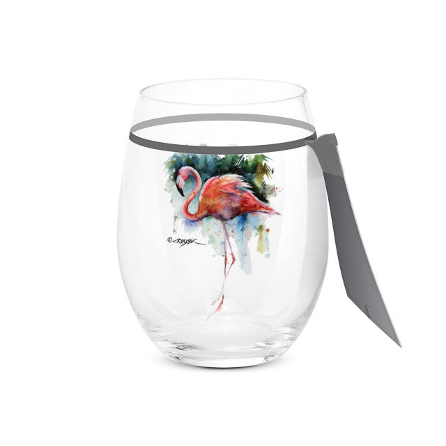Dean Crouser Flamingo Stemless Wine Glass