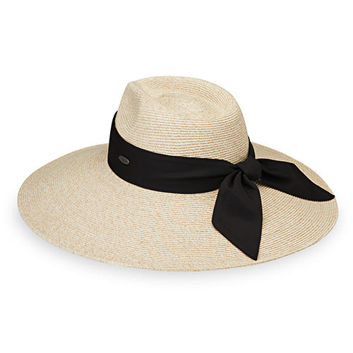 Elise Wallaroo Hat - White Beige with Black Scarf