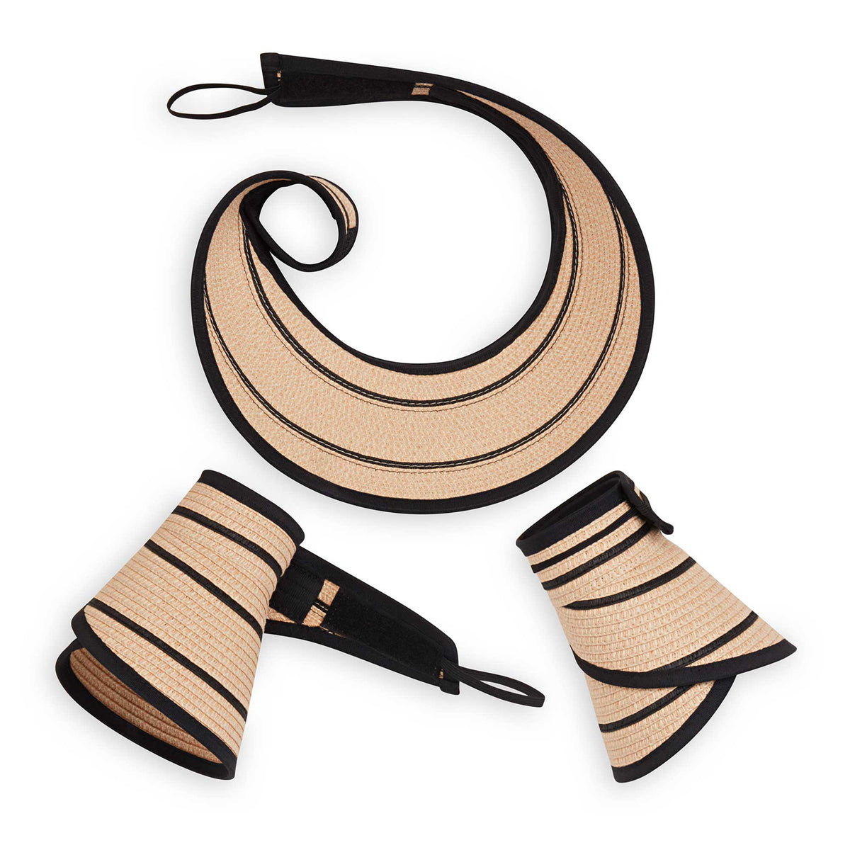 Petite Savannah Visor Wallaroo Hat in Camel with Black Stripes
