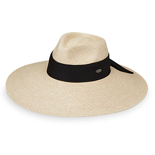 Elise Wallaroo Hat - White Beige with Black Scarf