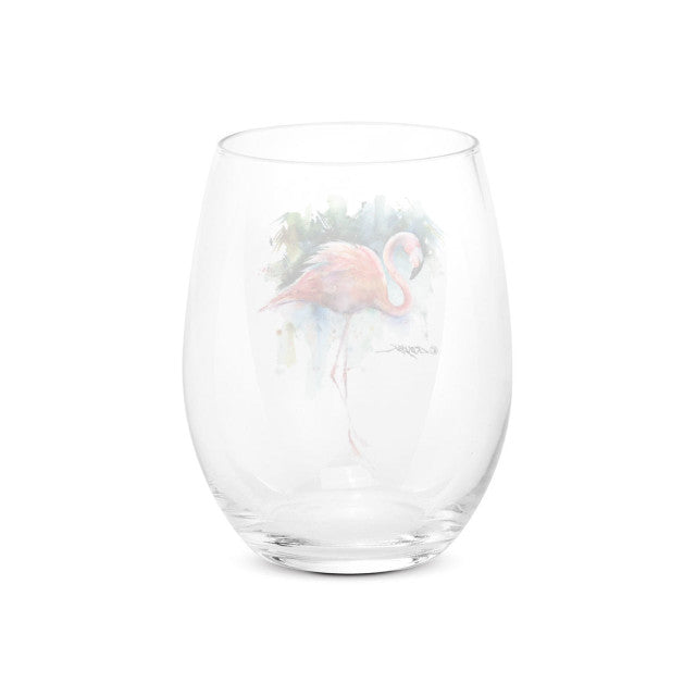 Dean Crouser Flamingo Stemless Wine Glass