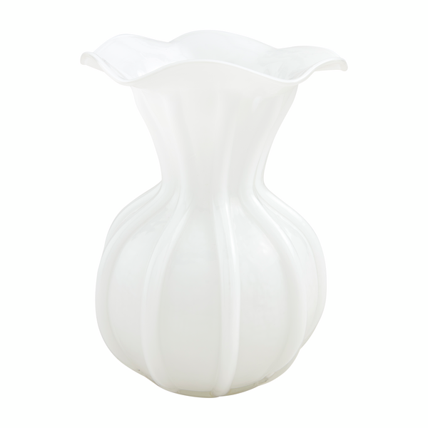 Ruffled Glass 7.5" Vase