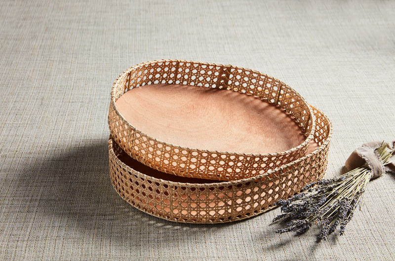 Woven Rattan Cane Tray - 2 Sizes
