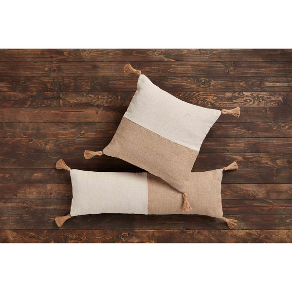 Jute Color Block Square Throw Pillow