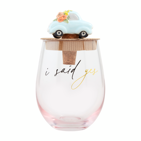 I Said Yes Wine Glass & Stopper Set