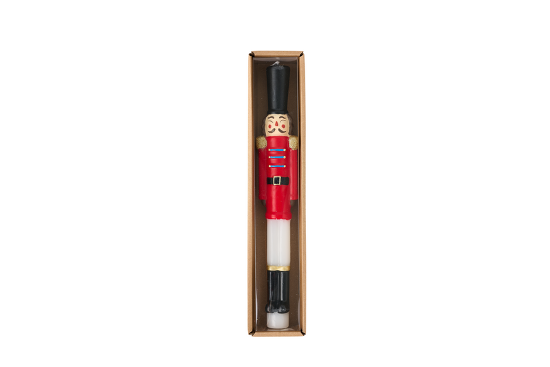 Red Nutcracker Boxed 10" Christmas Taper Candle