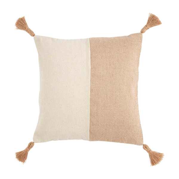 Jute Color Block Square Throw Pillow