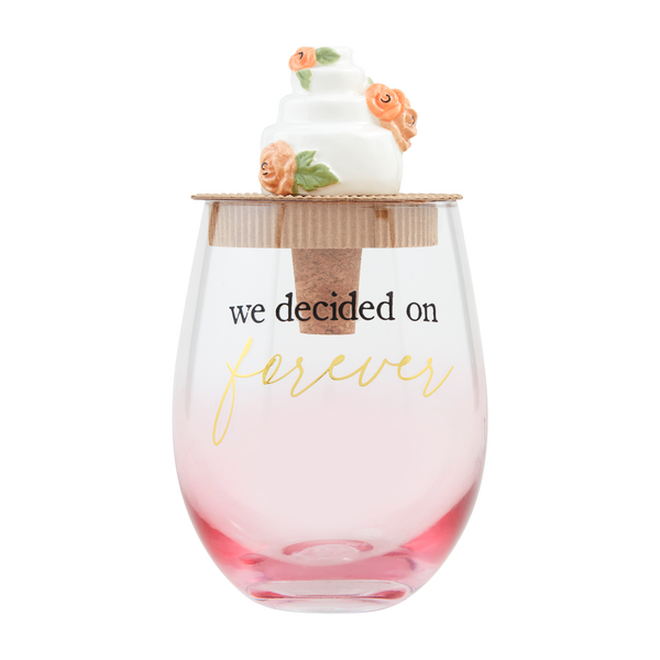 We Decided On Forever Wine Glass & Stopper Set