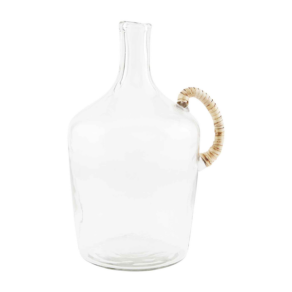 Glass 11.5" Jug with Wicker Wrapped Handle