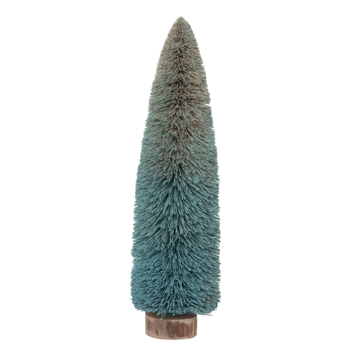 3" Round x 11"H Sisal Bottle Brush Tree with Wood Base, Blue Ombre