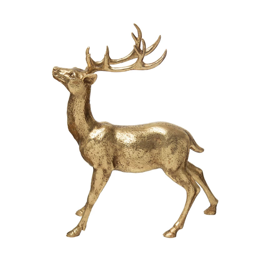 Resin Standing Deer in Gold Finish