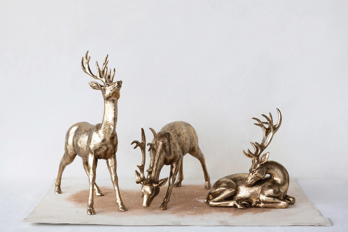 Resin Standing Deer in Gold Finish