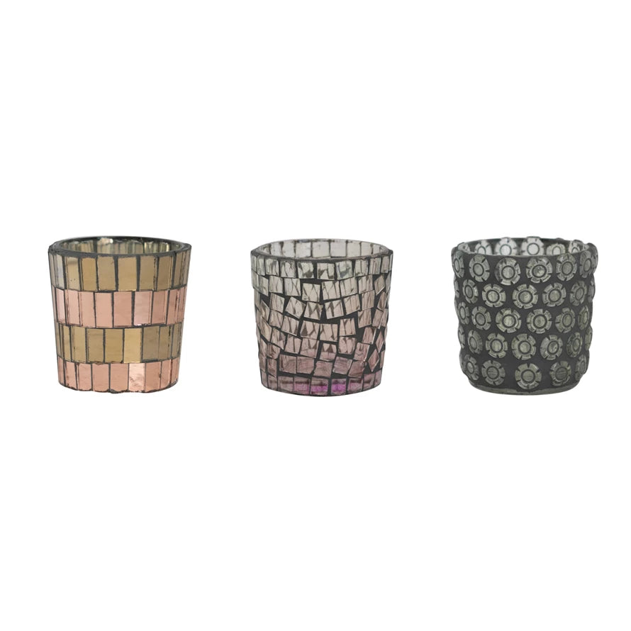 Glass Mosaic Votive Holder - 3 Styles