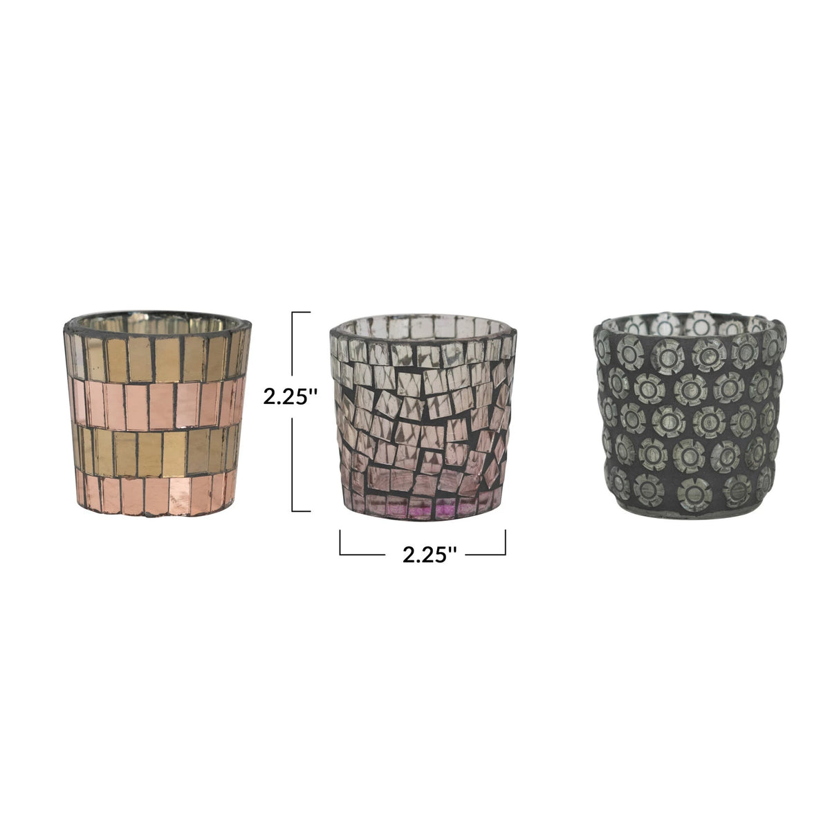 Glass Mosaic Votive Holder - 3 Styles
