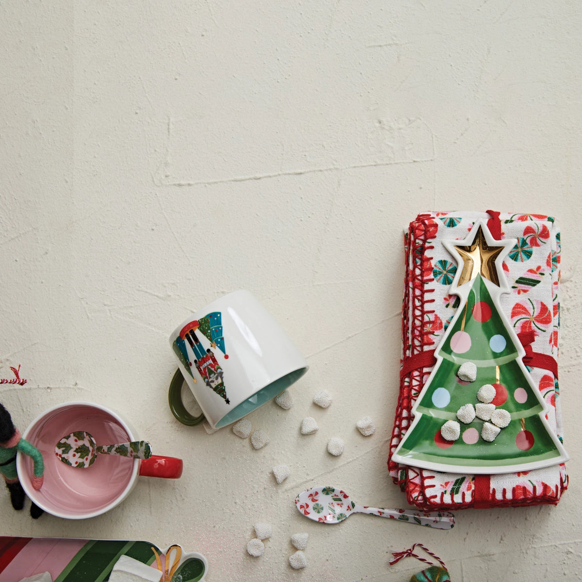 Hand-Painted Stoneware Christmas Tree Shaped Plate