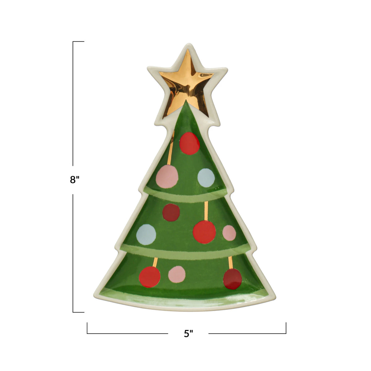 Hand-Painted Stoneware Christmas Tree Shaped Plate