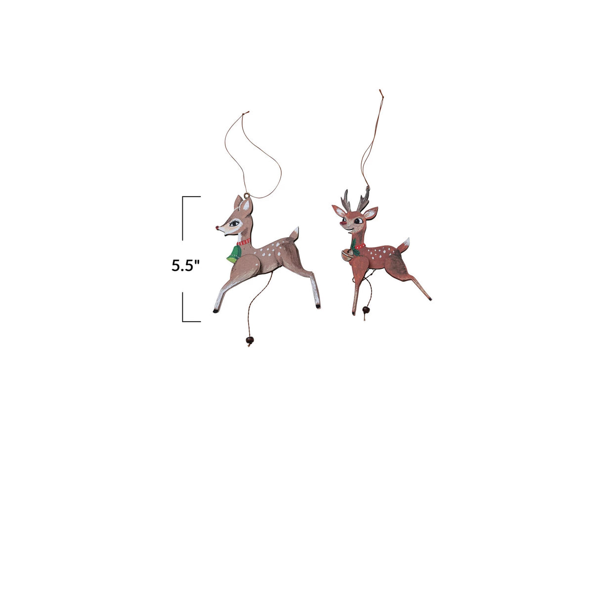 Recycled Paper & MDF Deer Pull Ornament - 2 Styles