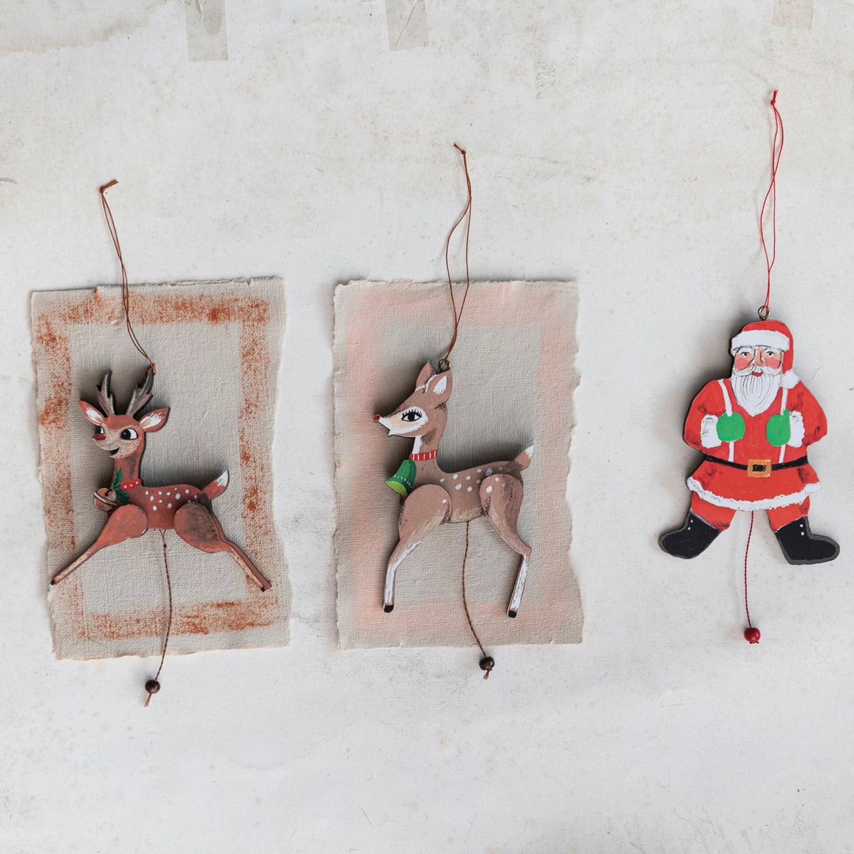 Recycled Paper & MDF Deer Pull Ornament - 2 Styles