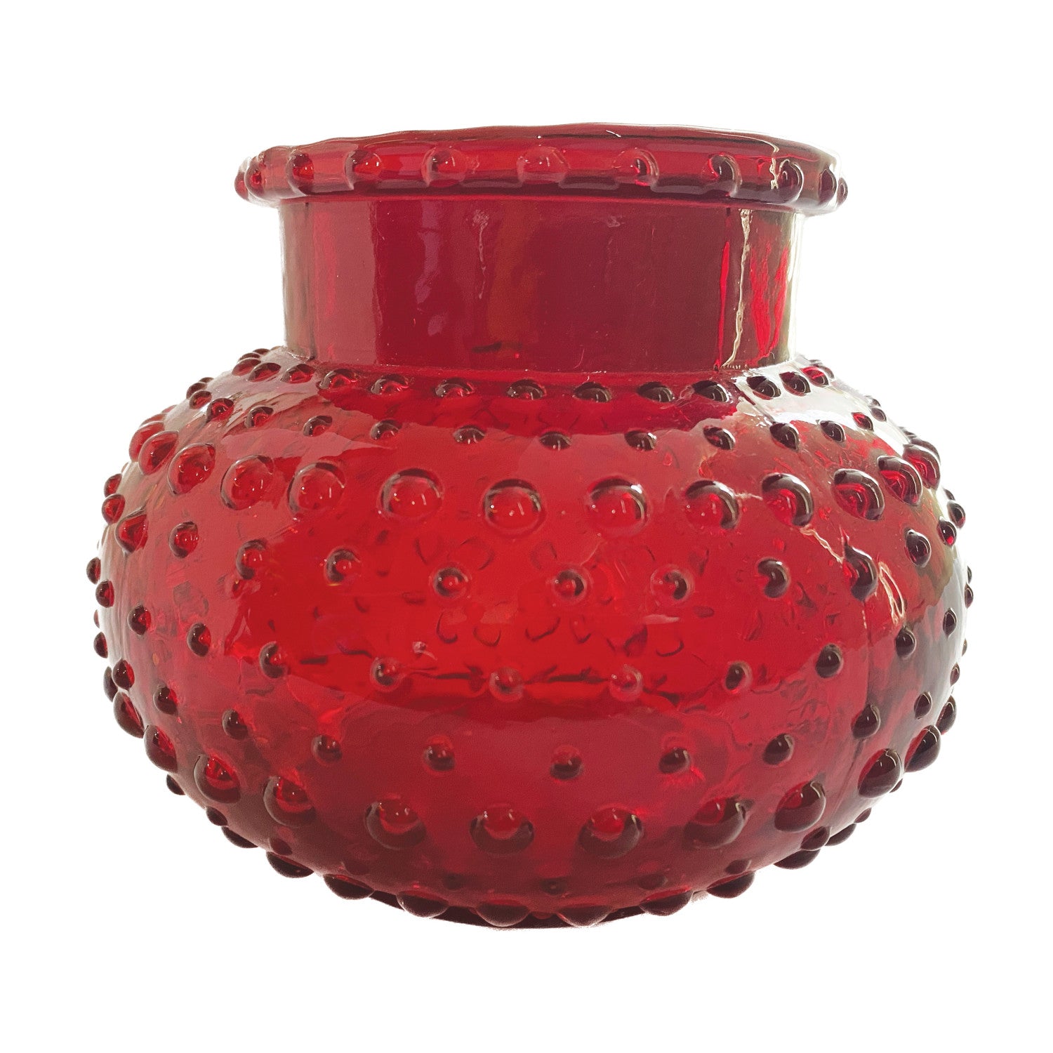Glass Hobnail Vase, Red