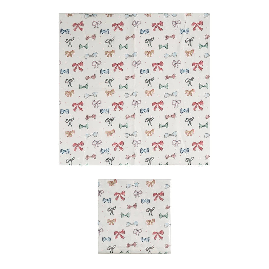 Bow Pattern 50 Pack of Paper Napkins