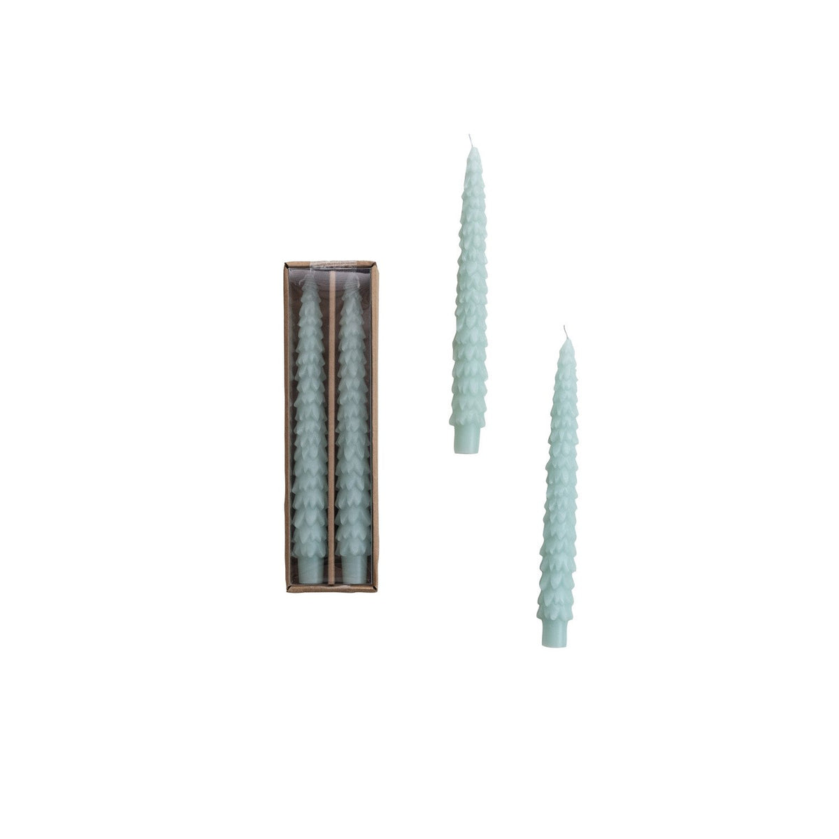 Unscented Tree Shaped Taper Candles in Box, Set of 2