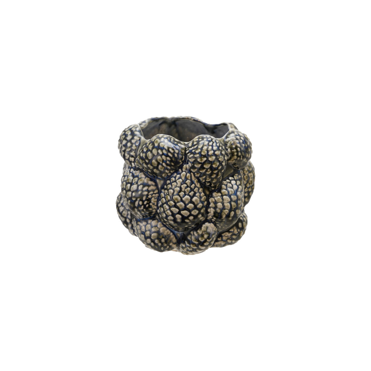 Stoneware Planter with 3D Pinecones (Holds 3" Pot) (Each Will Vary)