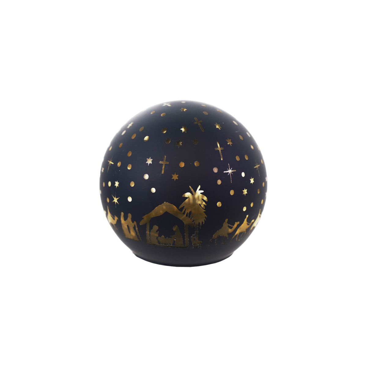 Glass Ball with LED Light & Laser Etched Nativity Scene