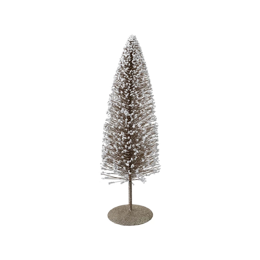 Bottle Brush Tree with Glitter, Foam Microbeads & Metal Base