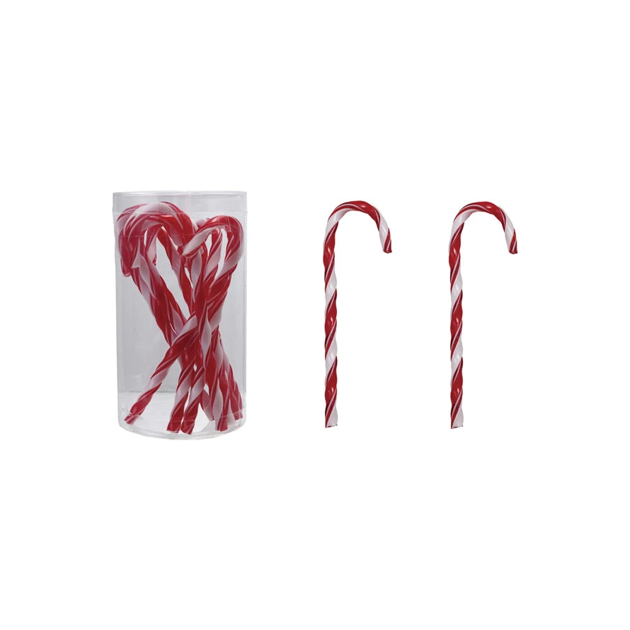 Plastic Candy Cane Drink Stirrers with Stripes, Set of 10