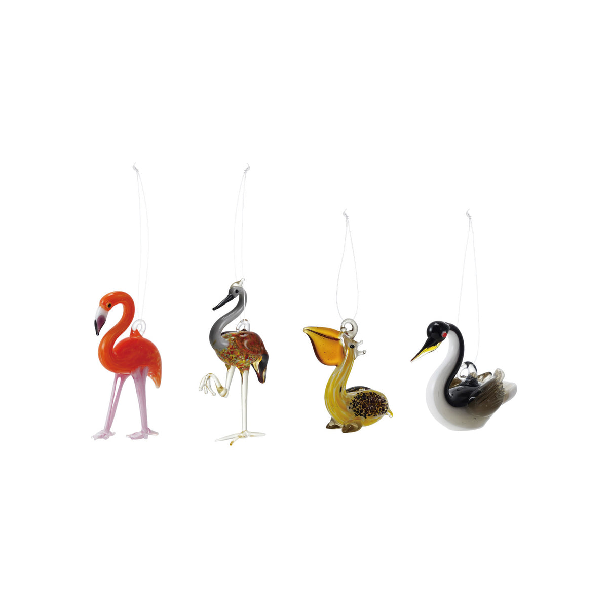 2"H - 3"H Handmade Glass Sea Bird Ornament, Multi Color, 4 Styles