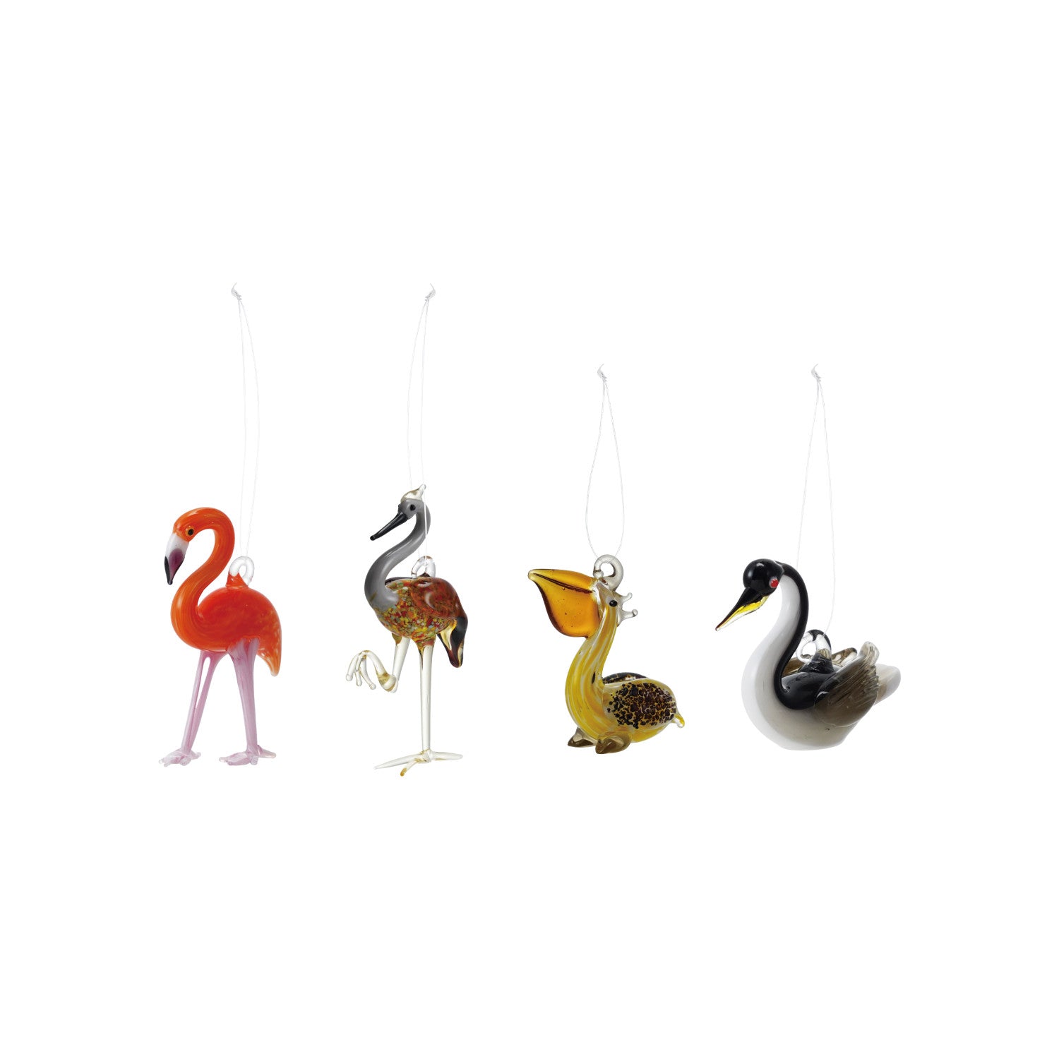 2"H - 3"H Handmade Glass Sea Bird Ornament, Multi Color, 4 Styles