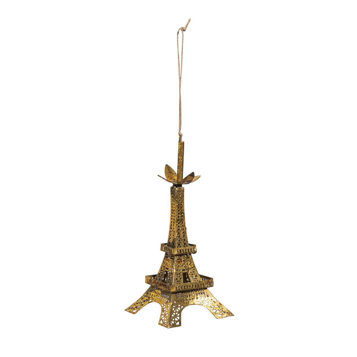 7-3/4"H Metal Eiffel Tower Ornament, Gold Foil Finish