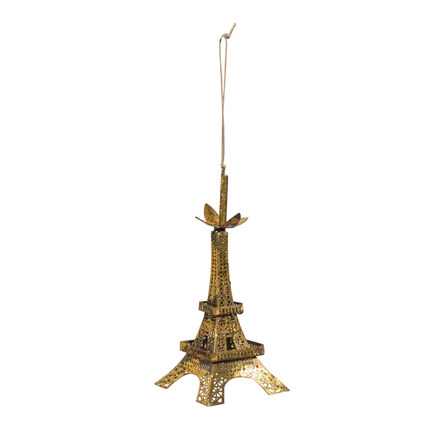 7-3/4"H Metal Eiffel Tower Ornament, Gold Foil Finish