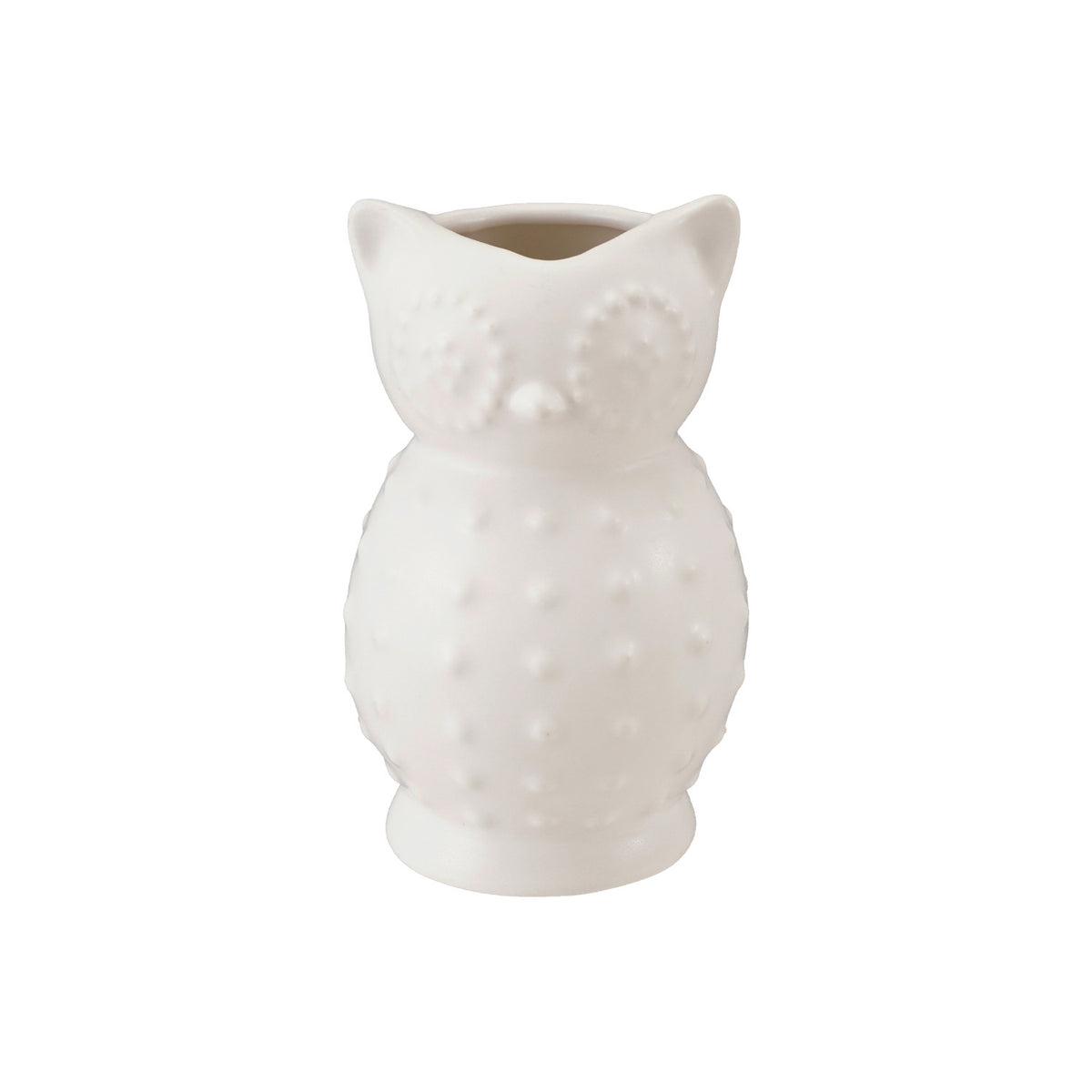 Stoneware Vintage Reproduction Owl Shaped Vase, Matte White
