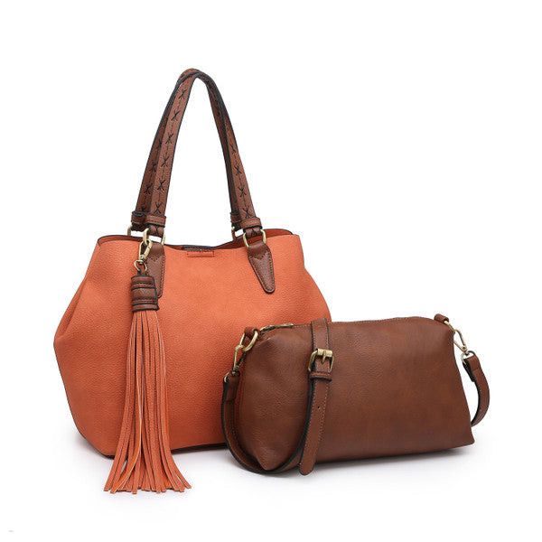 Aliza Large Tassel 2 in 1 Satchel - Burnt Coral