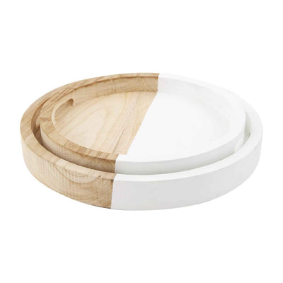 White Two-Tone Round Tray Set - One Amazing Find: Creative Home Market